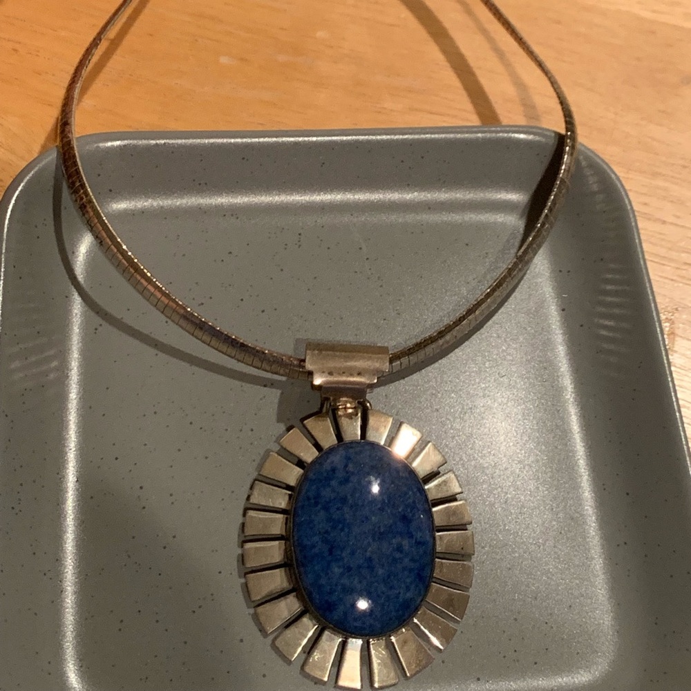 Sterling silver blue stone necklace